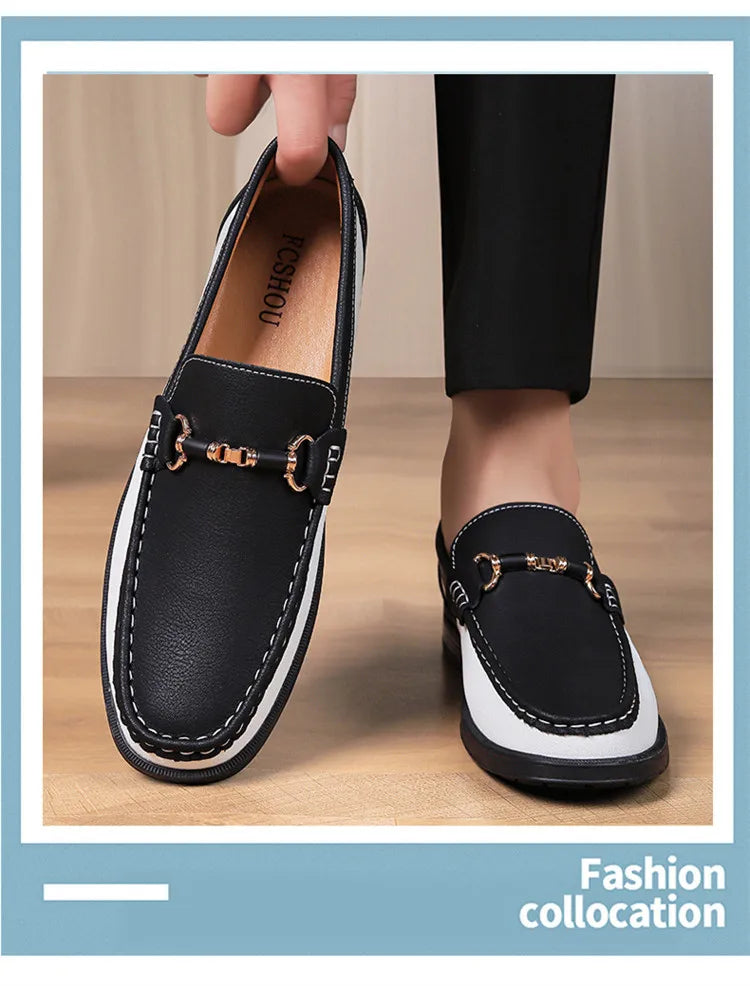Trendy High Quality Genuine Leather Shoes for Men Summer Breathable Men's Casual Loafers Plus Size 47 Slip-on Driving Shoes Man