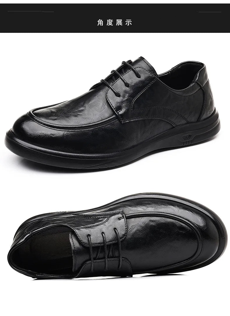 Spring Autumn New Business Casual Shoes for Men Solid Color Fashion Wedding Shoes Male Soft Sole Lace Designer Loafers Man