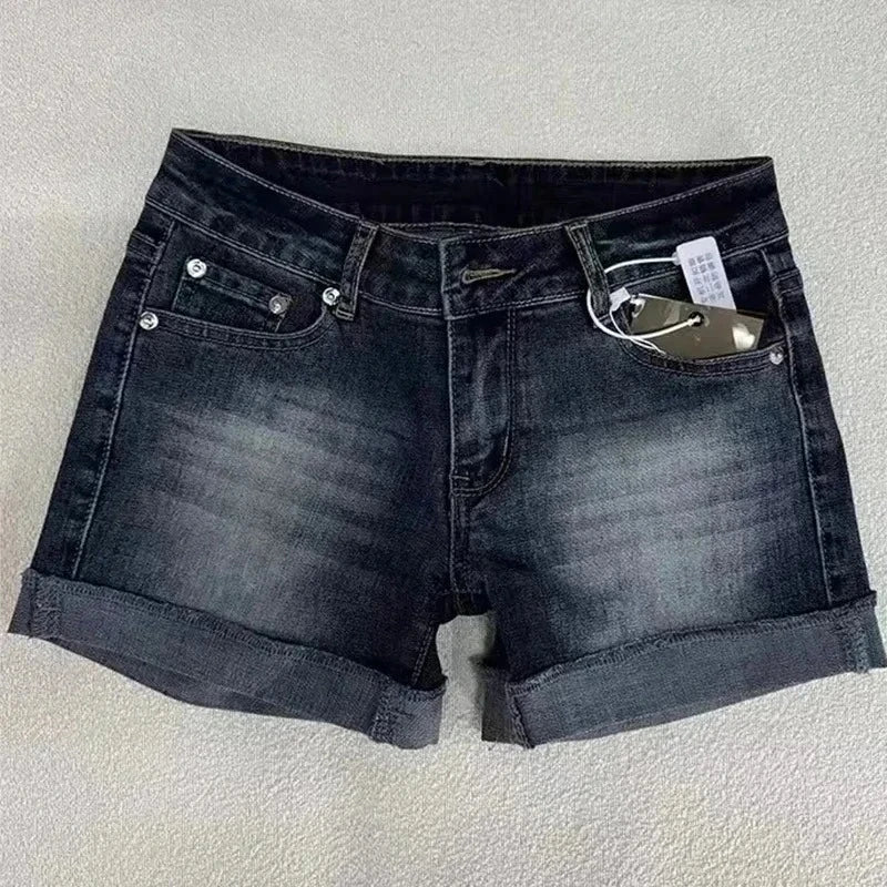 Women's Tassel Denim Shorts Streetwear Low Waist Mini Jeans Shorts 2000s Vintage Y2k Cowboy Short Pants Harajuku Clothes