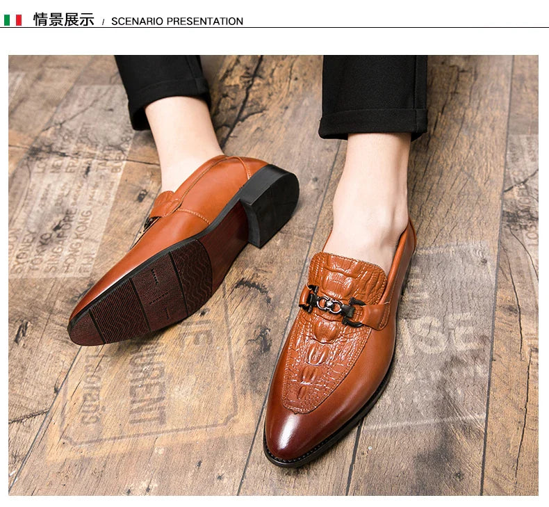 New Dress Leather Lofers Men Classic Casual Business Shoes For Men Social Party Leather Shoes Slip On Wedding Office Shoes Male