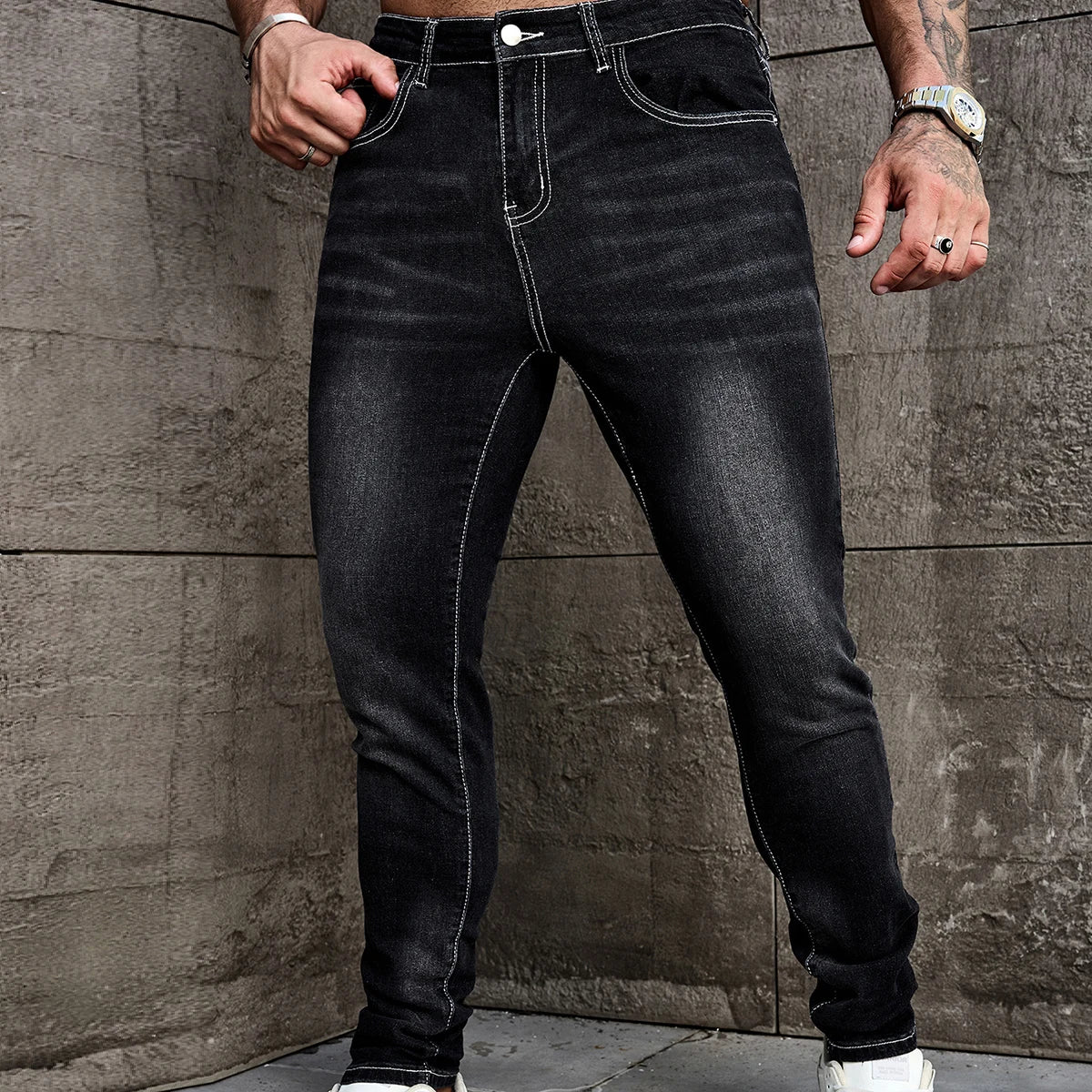 Men's Tight-Fitting Stretch Denim Pants