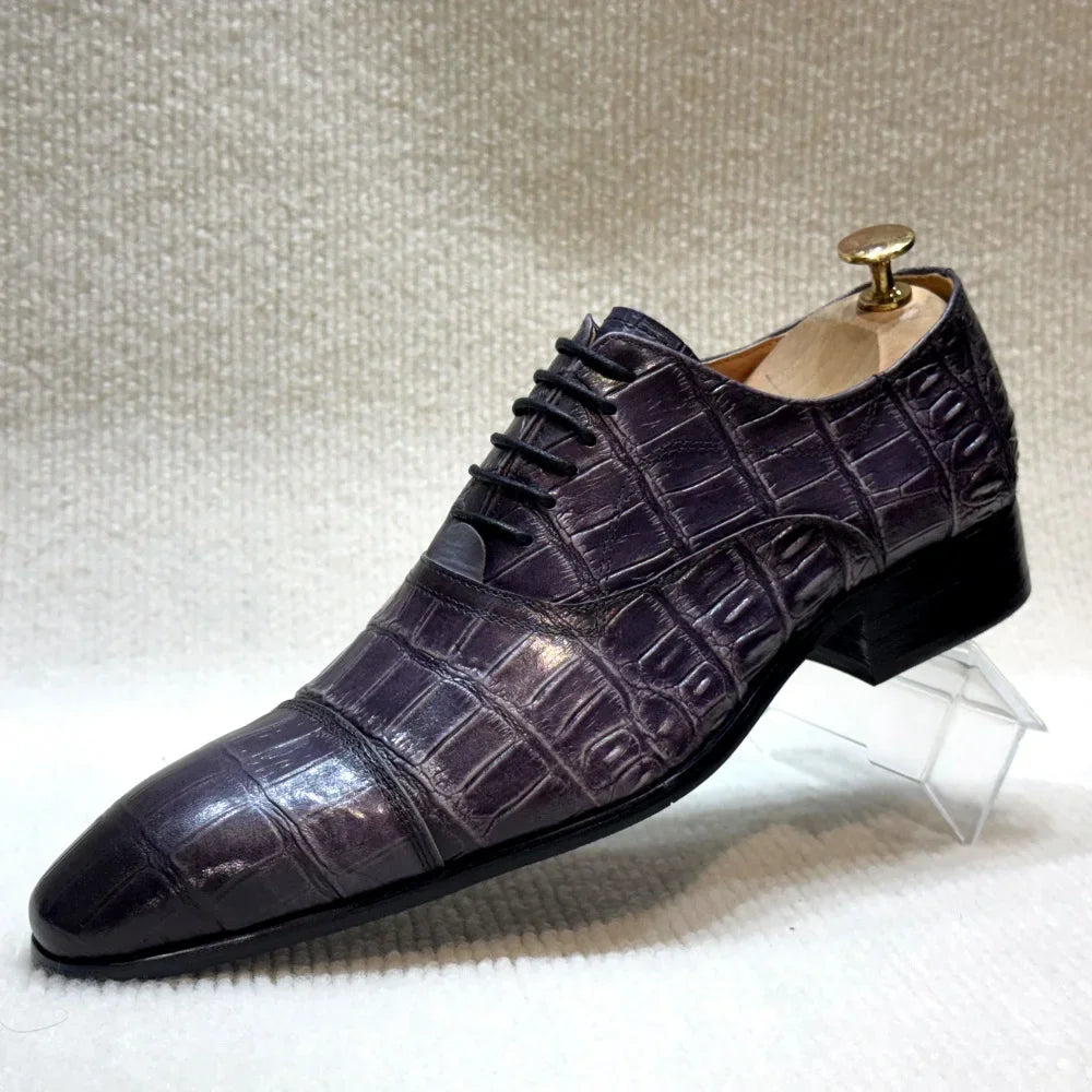 Men's Genuine Leather Oxford Dress Shoes Classic Wingtip Lace-Up Formal Shoes for Wedding Party Business Office