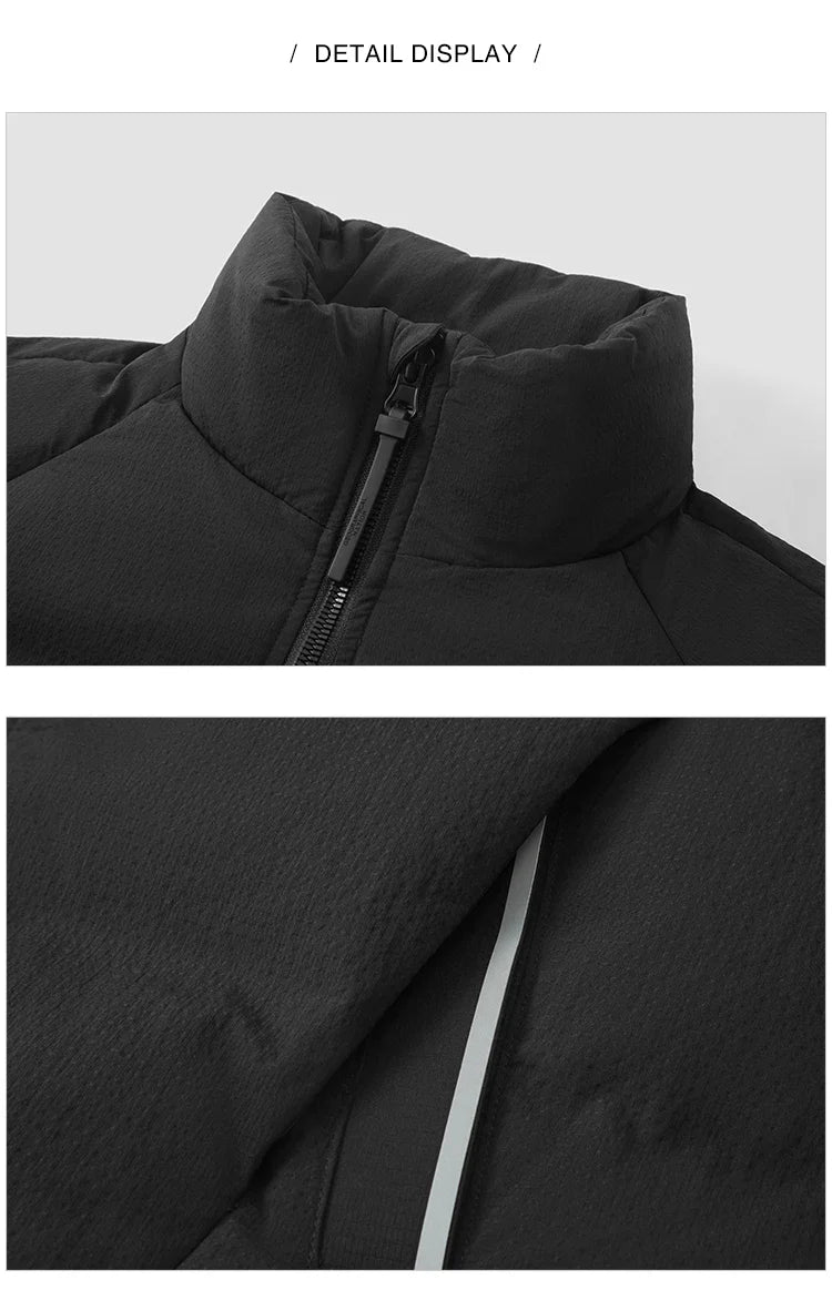 Down Jacket Men 2024 Winter New Outdoor Texture Printed Coat Loose Raglan Sleeve Stand-Up Collar Trendy Down Jacket