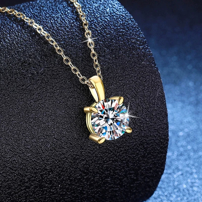 1/2/3CT Moissanite Pendant Necklace for Women D Color VVS1 Solitaire Diamond Neck Chain 925 Silver Plated 18k Gold Fine Jewelry