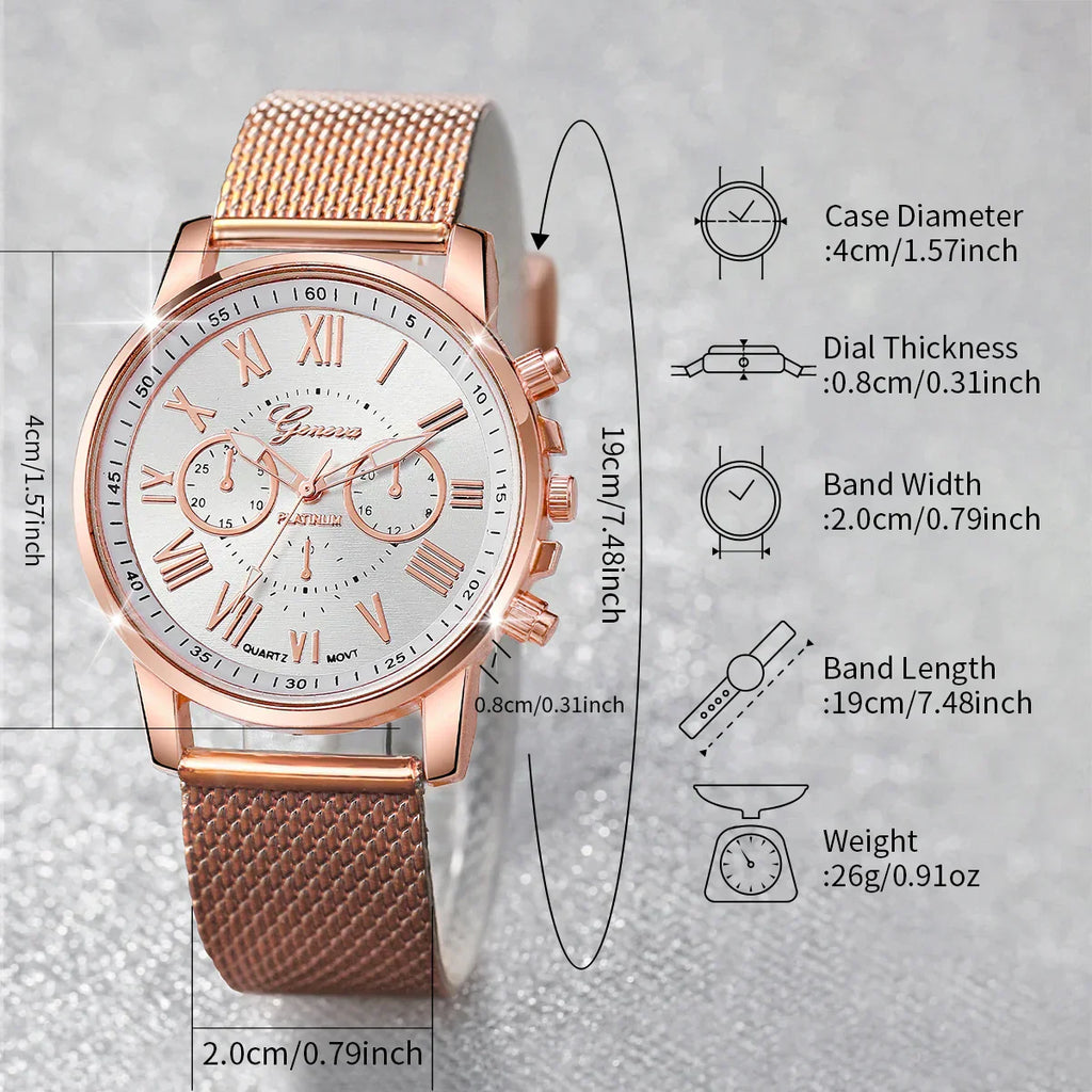 2PCS/Set Women's Watch Fashion Plastic Band Analog Quartz Watch Pearls Butterfly Bracelet Set
