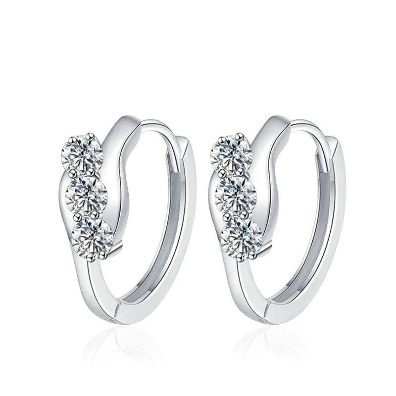 D Color Moissanite Hoop Earrings For Women Wedding Bridal S925 Sterling Silver Stud Earring Wedding Gemstone Jewelry