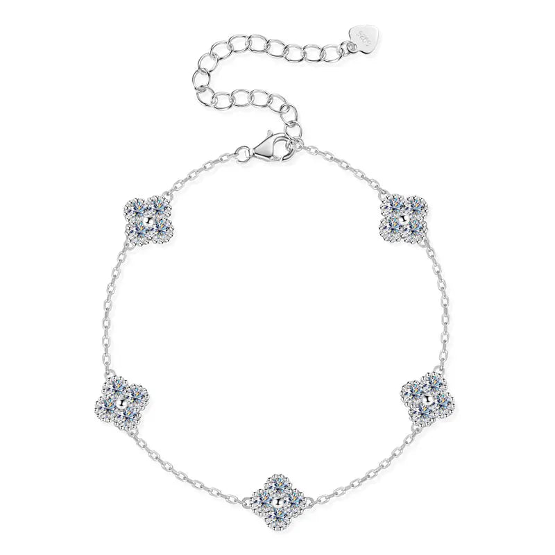 2025 New 925 Silver Flower Clover Bracelet Moissanite 3mm for Women 18k Gold Plated Fine Jewelry Certified Lab Diamond D-E