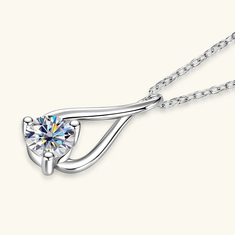 Collier Argent 925 Sterling Silver Pendant Necklace Certified 6.5mm Round Cut Moissanite Infinity Necklace for Women