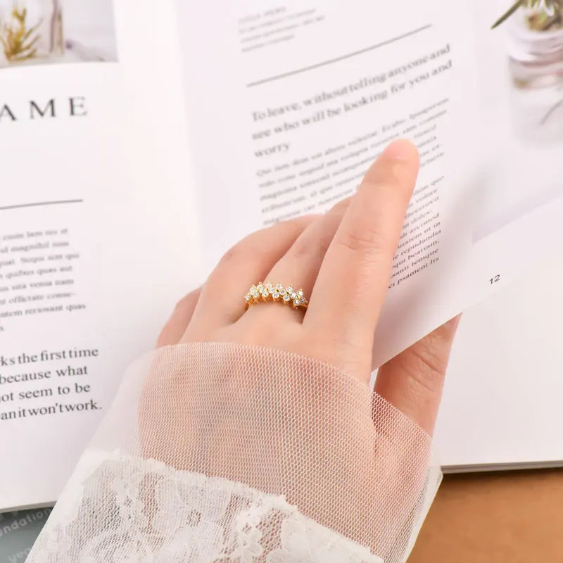 2mm Moissanite Ring With Certificate 925 Sterling Silver Cluster Flower Wedding Rings For Women 14k Gold Plated Jewelry