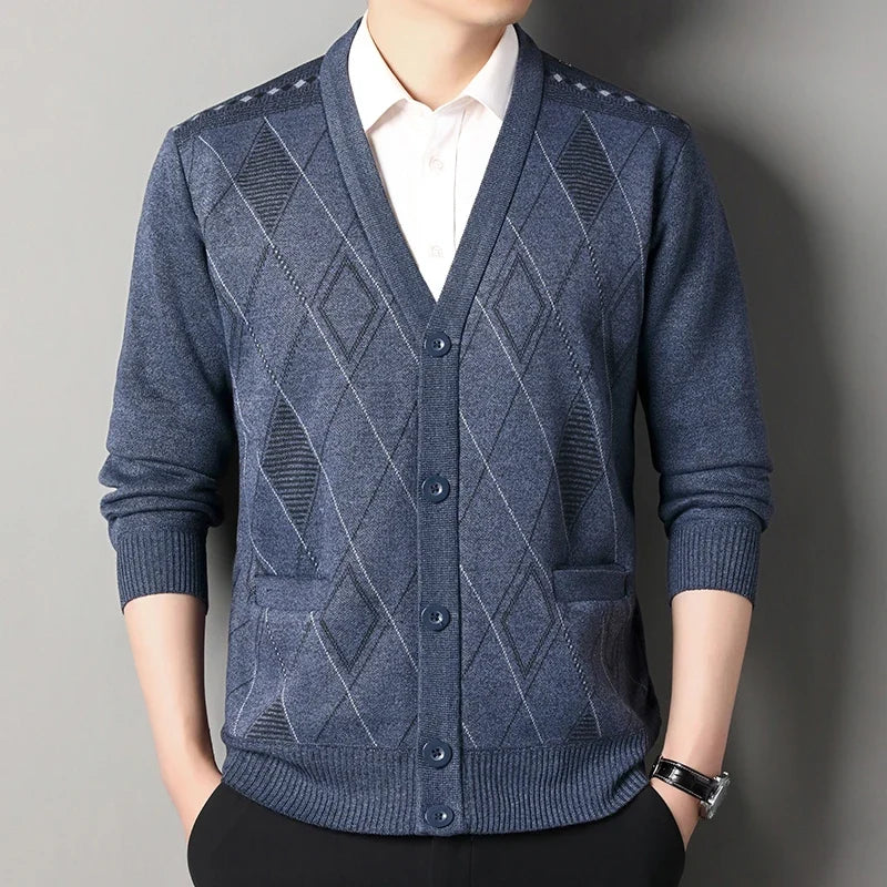 Vintage Men Knitted Sweaters Cadigan Men's Casual Fashion Button Up Cardigans Jackets Autumn Winter Jumper Coat