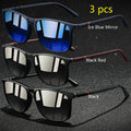 3 PCS Fashion Vintage Check Square Sunglasses Men WomenDriving Fishing Luxury Brand Designer Sun Glasses Retro UV400  Eyewear