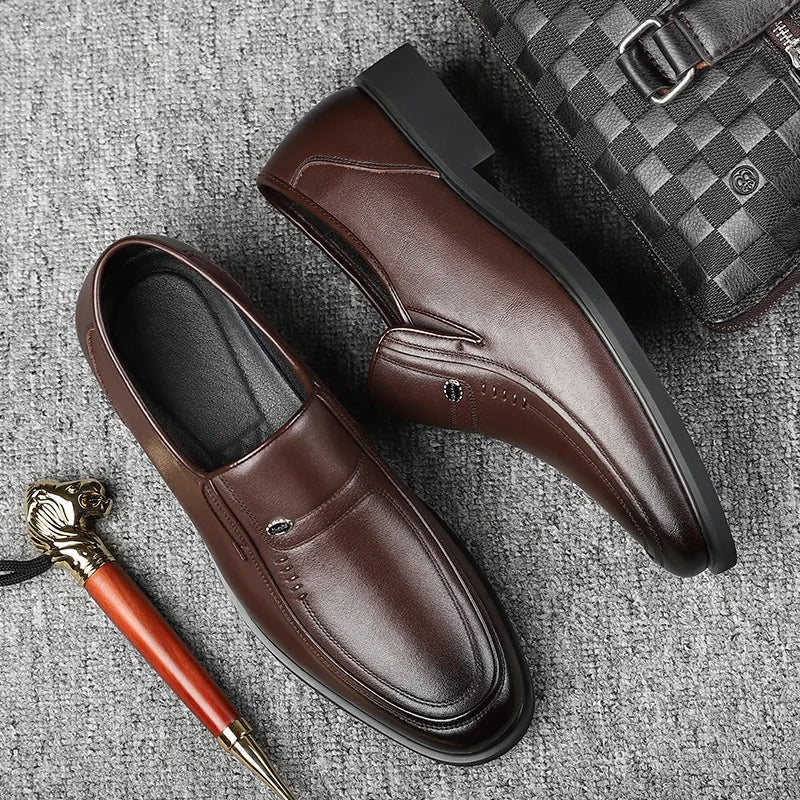 Cow Leather Men's Business Casual Shoes 2026 Spring Autumn Non Slip Dress Shoes Male Fashion Designer Loafers for Man