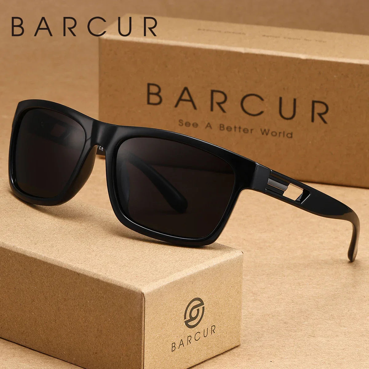 BARCUR Women Box Printed Polarized Sunglasses Tourism Camping Walking Sunscreen Tourism Brand Packaging Gift Giving Men Glasses