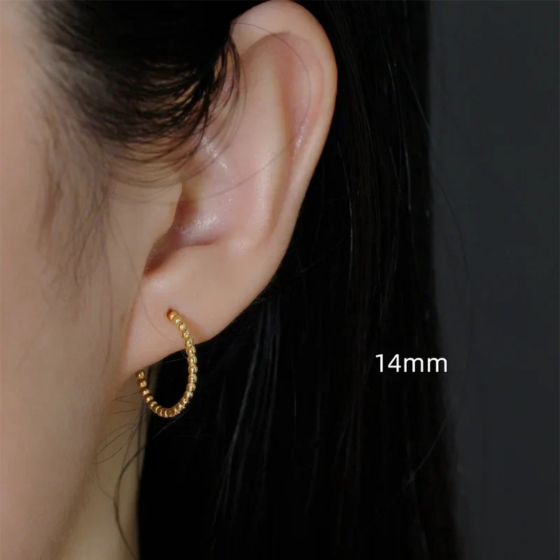 925 Sterling Silver Fashion Minimalist Beads Huggies Hoop Earrings for Women Trend Charm Ear Buckle Bohemian Jewelry Gift