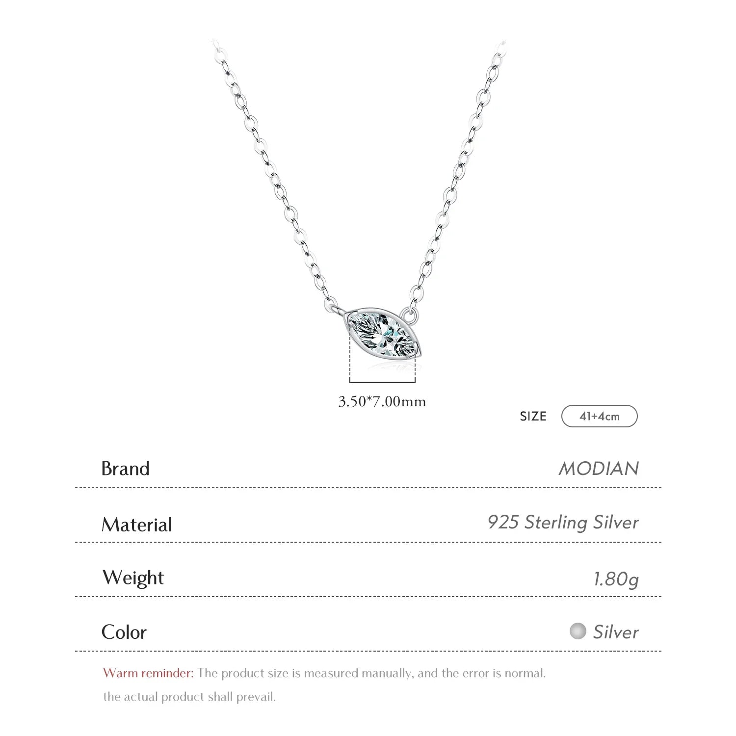 925 Sterling Silver Geometric Cubic Zirconia Pendant Necklace Fashion Stackable Asymmetrical Jewelry For Women Fine Gifts