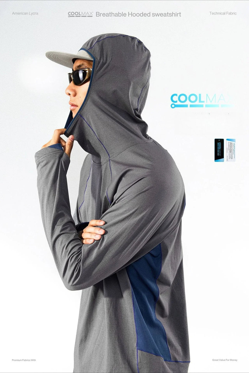 Unisex  Breathable T-Shirt, Moisture Wicking Quick-Dry Hooded, Outdoor Sports Tech Wear Hooded Long-sleeve Tracksuit