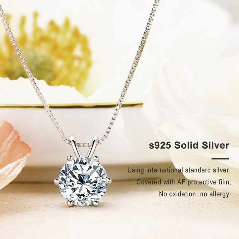 1-5 CT Moissanite Necklace Solitaire Pandent GRA Certified Dainty s925 Sterling Silver 18k Classic Necklaces for Women