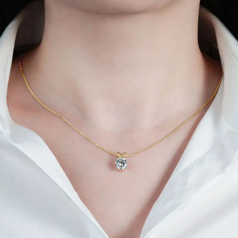 Certified 0.5-5ct Moissanite Pendant Necklaces S925 Sterling Silver Solitaire Necklace Chains For Women Jewellry Gifts