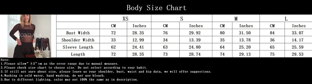 KONDALA Trendy Sexy Sheer Bodysuit Long Sleeve Bodysuit Fashion 2026 Spring Summer Party Holiday Date See-Through Lady Tops