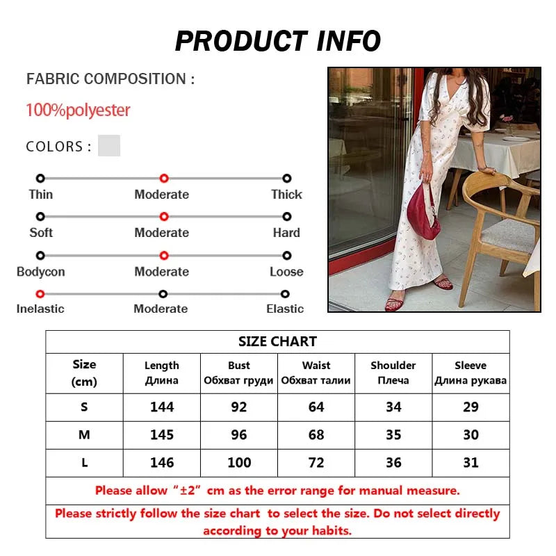 Casual White Print Dresses For Woman Fashion V-Neck Batwing Sleeve Dresses Elegant Straight Floor-Length Dress Streetwear