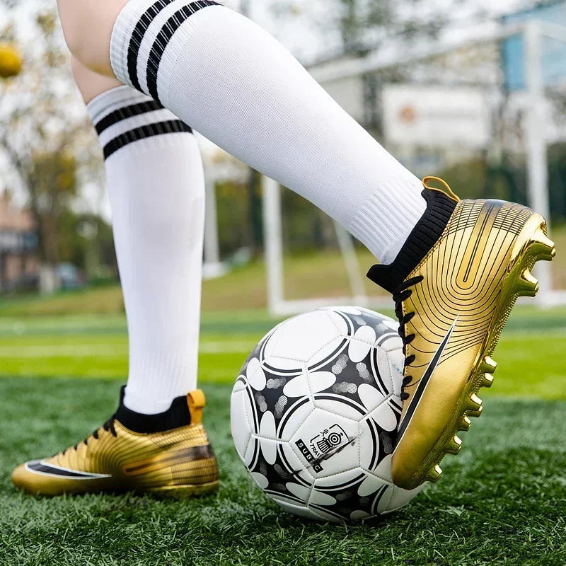 Men Soccer Shoes Ankle Outdoor Long Spikes Football Boots TF Professional Grass Cleats Unisex Football Shoes Chuteira Society