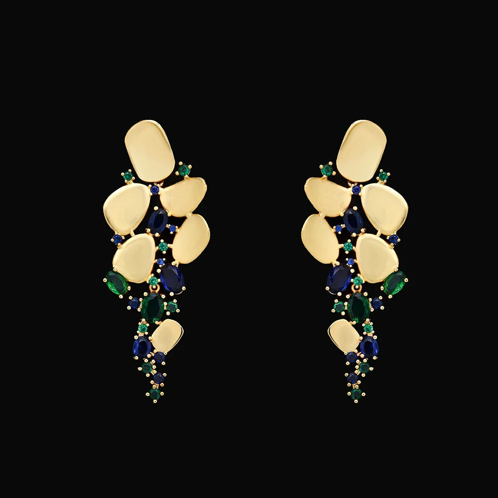 Dubai Saudi Arabia Trendy Gold Plated Pendant 4pcs Necklace Set Fashion Women Cubic Zirconia Jewelry Sets Bridal Accessories