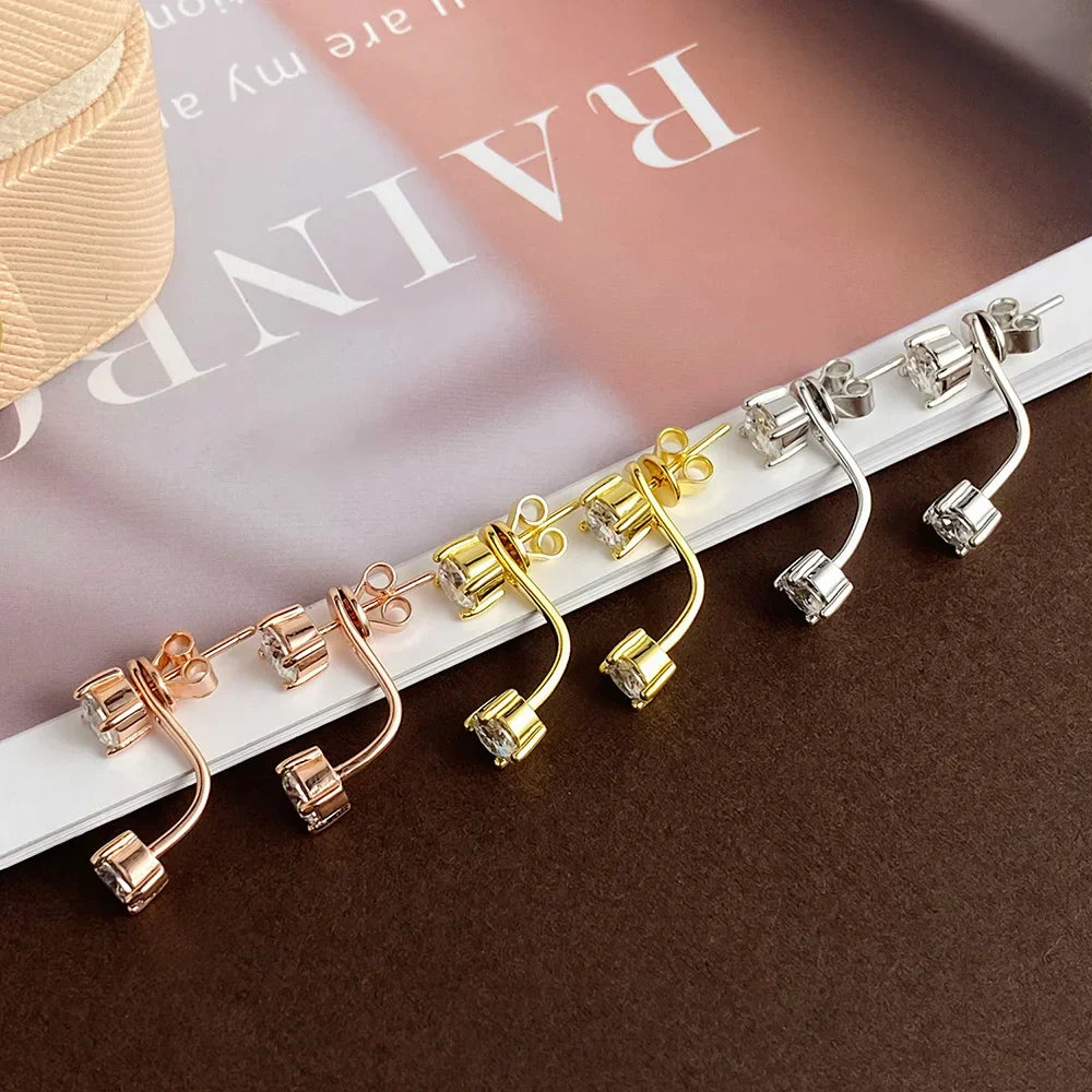2 Stone Pear Cut Moissanite Stud Earrings for Women S925 Silver 2cttw All Lab Diamond Earring Pierced Ear Fine Jewelry Gift