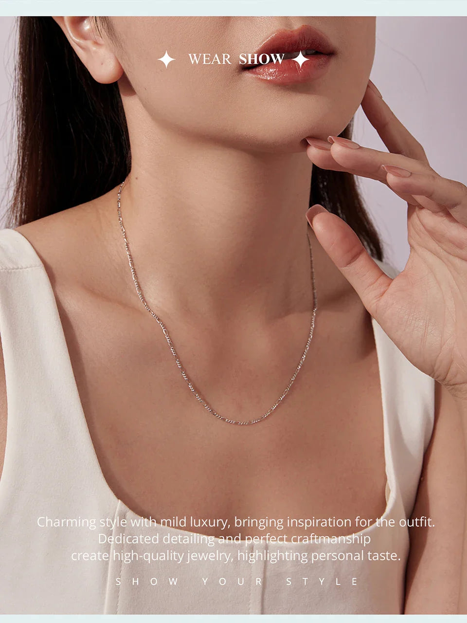 925 Sterling Silver Stackable Basic Wheat Chain Adjustable Figaro Chain with Hoop Clasp for Men Women DIY Pendant Beads