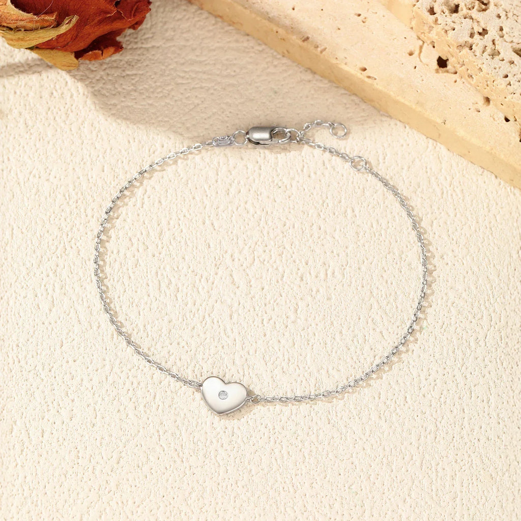 D Color Moissanite Bracelet 925 Sterling Silver Simple Heart Daily Link Chain Bracelet For Women Fine Jewelry With Box