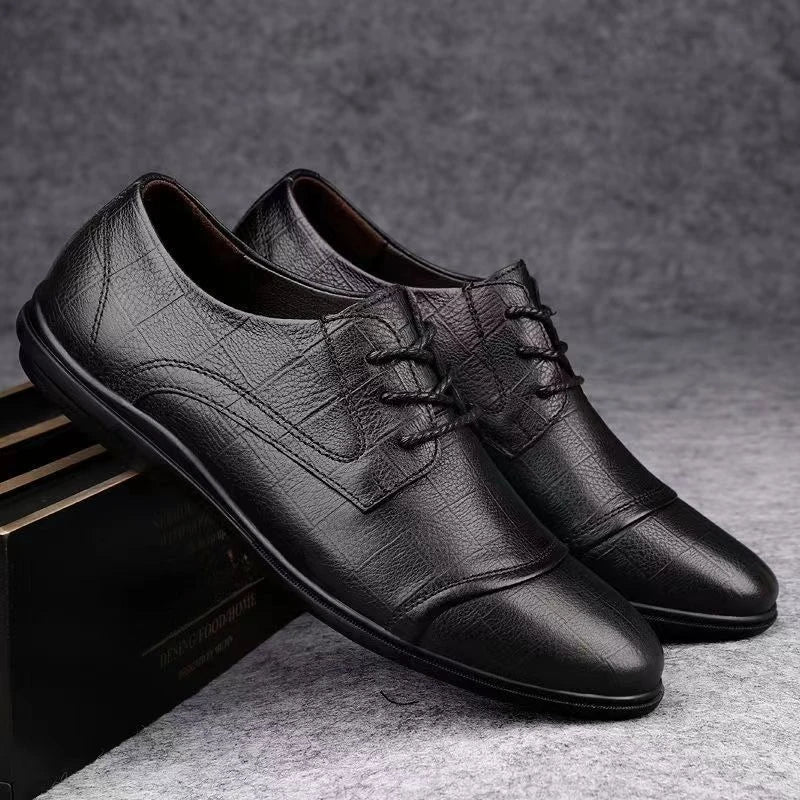 Pointed Toe Black Soft Men's Leather Shoes Comfortable Low Price Summer Male Casual Shoe Retro Elegant Designer Social Footwear