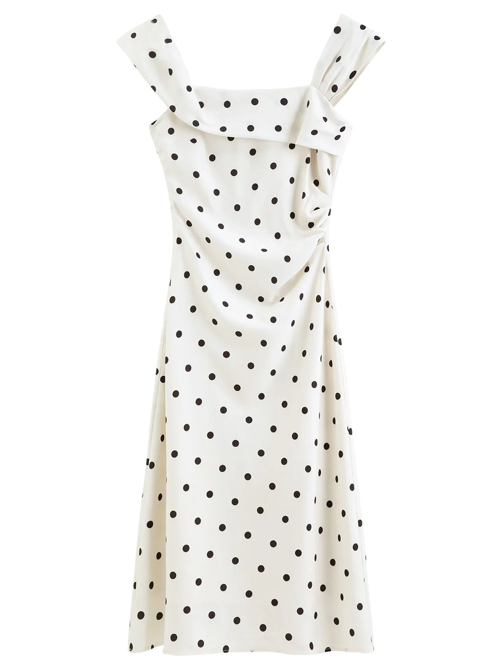 Women's 2026 Summer New French Vintage Polka Dot One-Shoulder Waist Dress Elegant High Waist A-Line Slim Fit Date Dress
