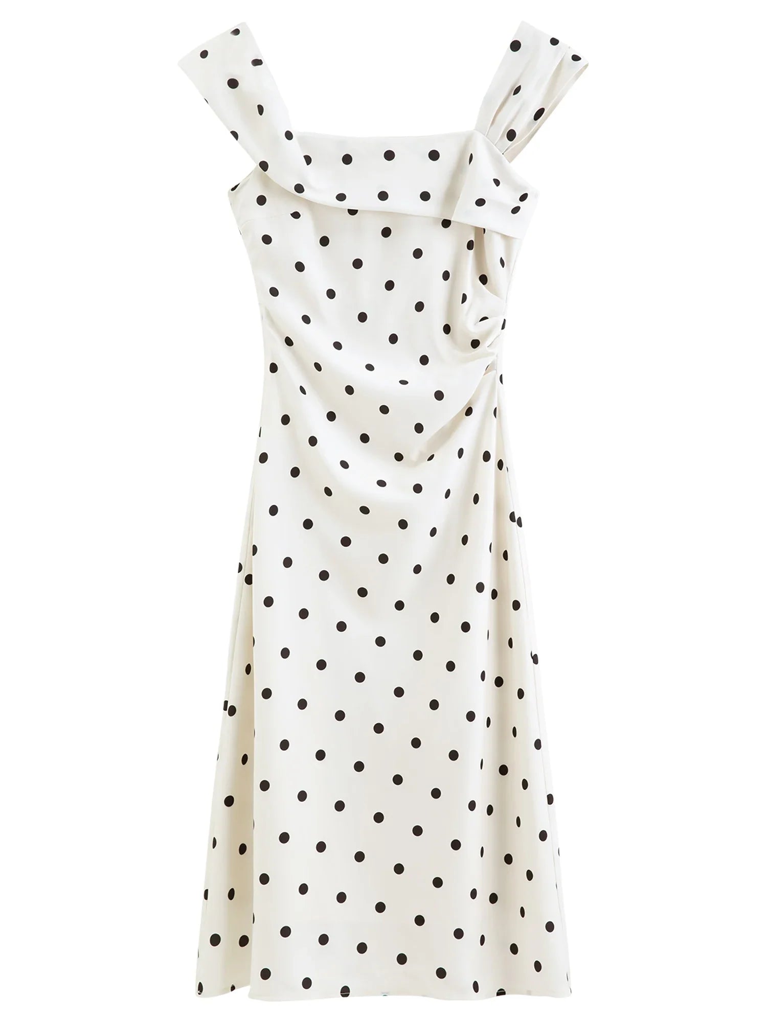 Women's 2026 Summer New French Vintage Polka Dot One-Shoulder Waist Dress Elegant High Waist A-Line Slim Fit Date Dress