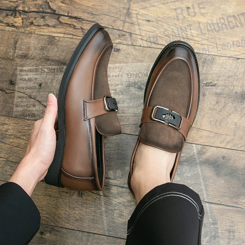 Brand High-quality Brown Loafers for Men Soft Comfortable Men's anti suede Formal Shoes Thick Soled Casual Leather Shoes Mo-2928