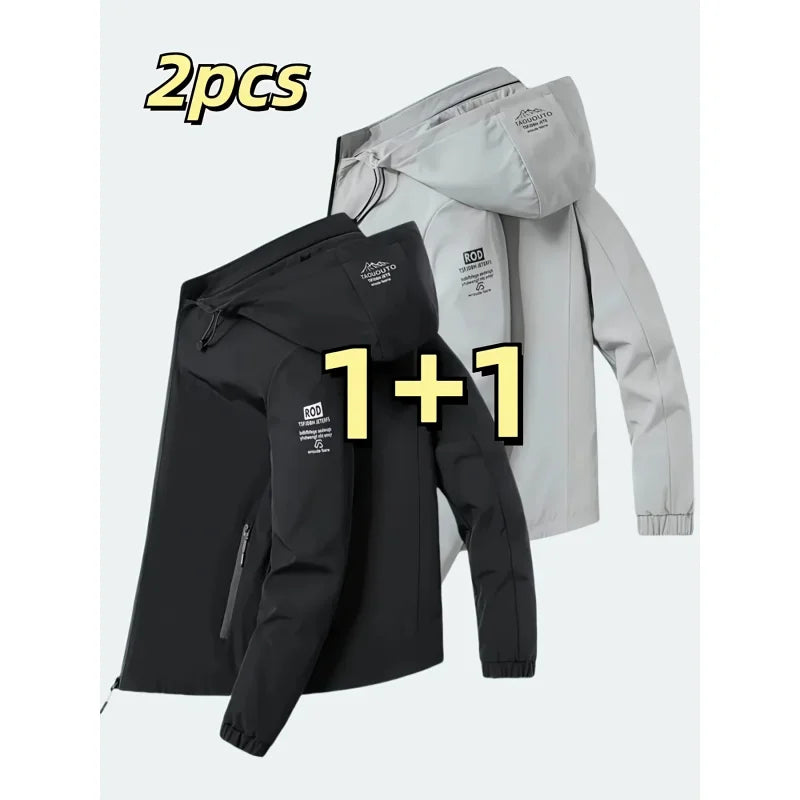 Windproof detachable hooded jacket Korean style trendy loose fashion casual men's jacket