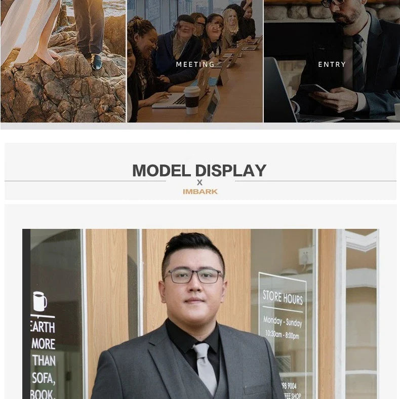 Plus Size Man Suit Set Solid Color Single Breasted Jacket Vest Pants For Host Groom Groomsmen Grey Black Navy 3-Piece Suit Set