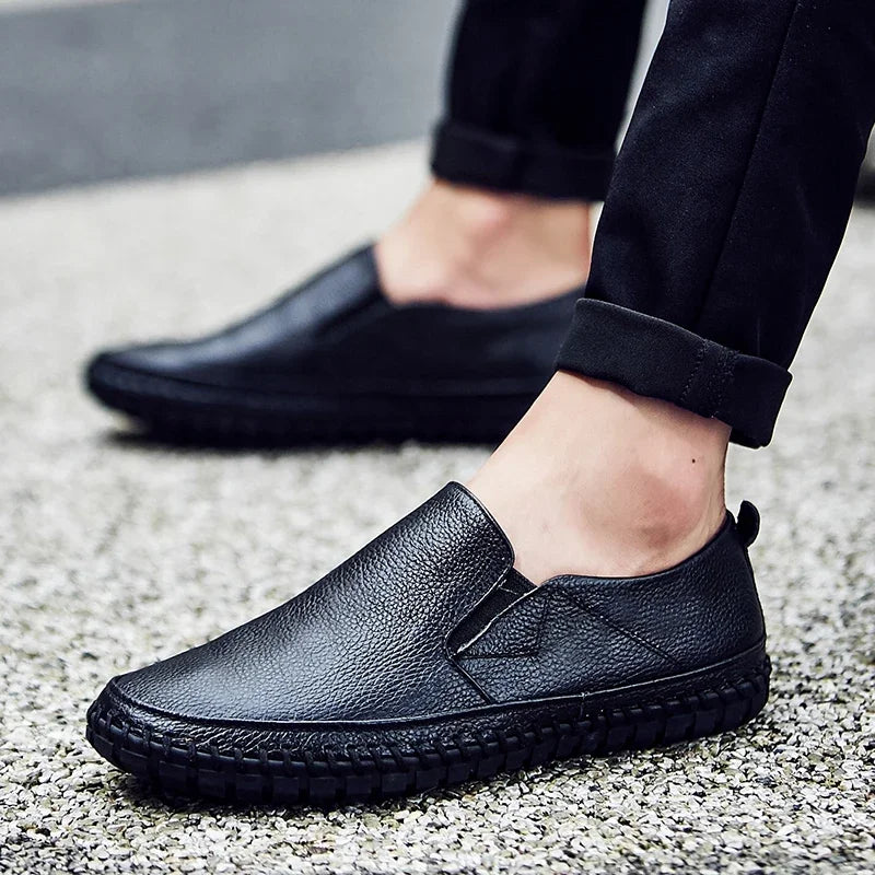 New Plus Size 49 50 Men Loafers Soft Moccasins Fashion Soft Spring Autumn Genuine Leather Shoes Men Casual Flats Driving Shoes