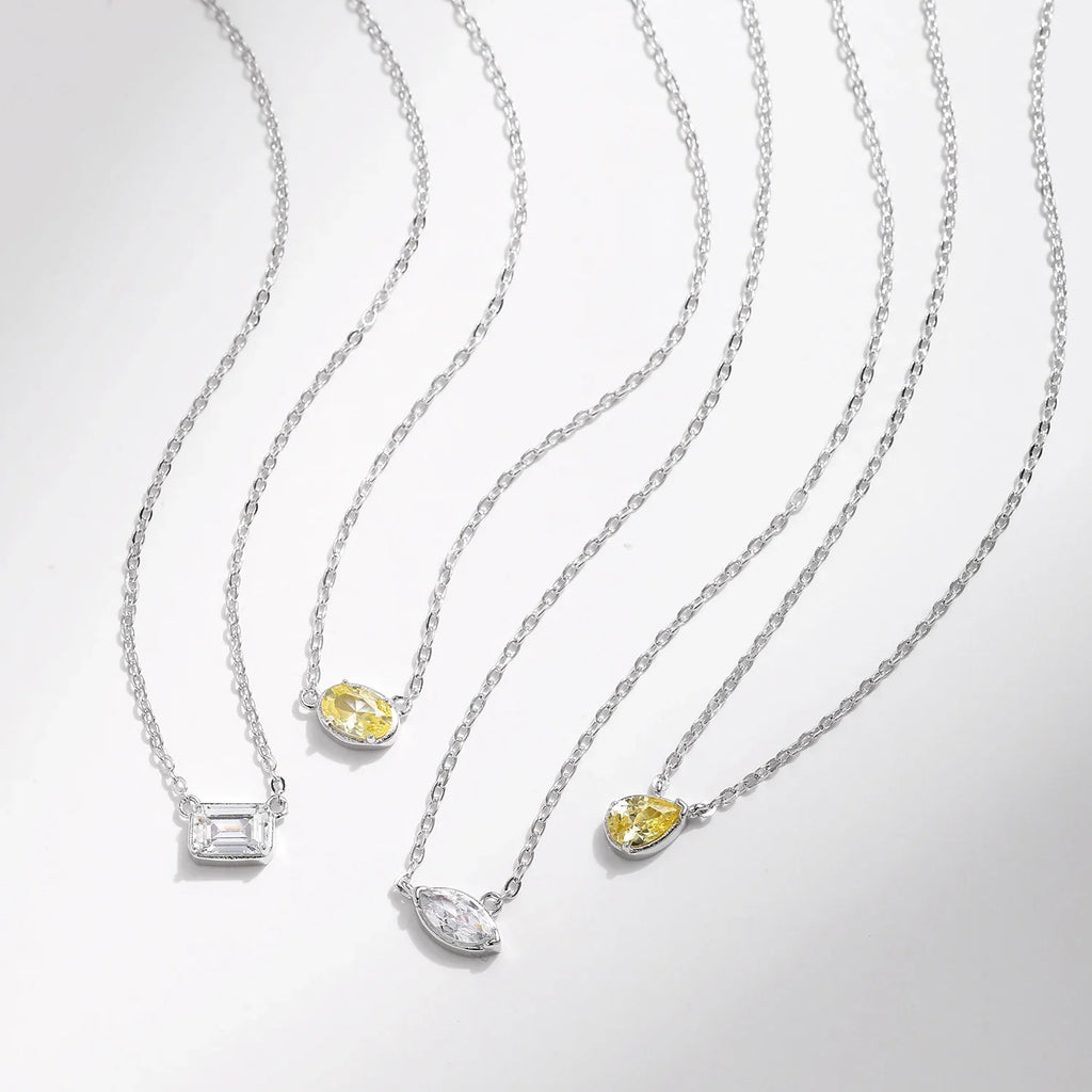925 Sterling Silver Geometric Cubic Zirconia Pendant Necklace Fashion Stackable Asymmetrical Jewelry For Women Fine Gifts