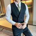 High-end Double-breasted Suit Vest With Pants 2024 New Men Fashion Slim Business Casual Best Groom Wedding Dress Vest  2 Pcs Set