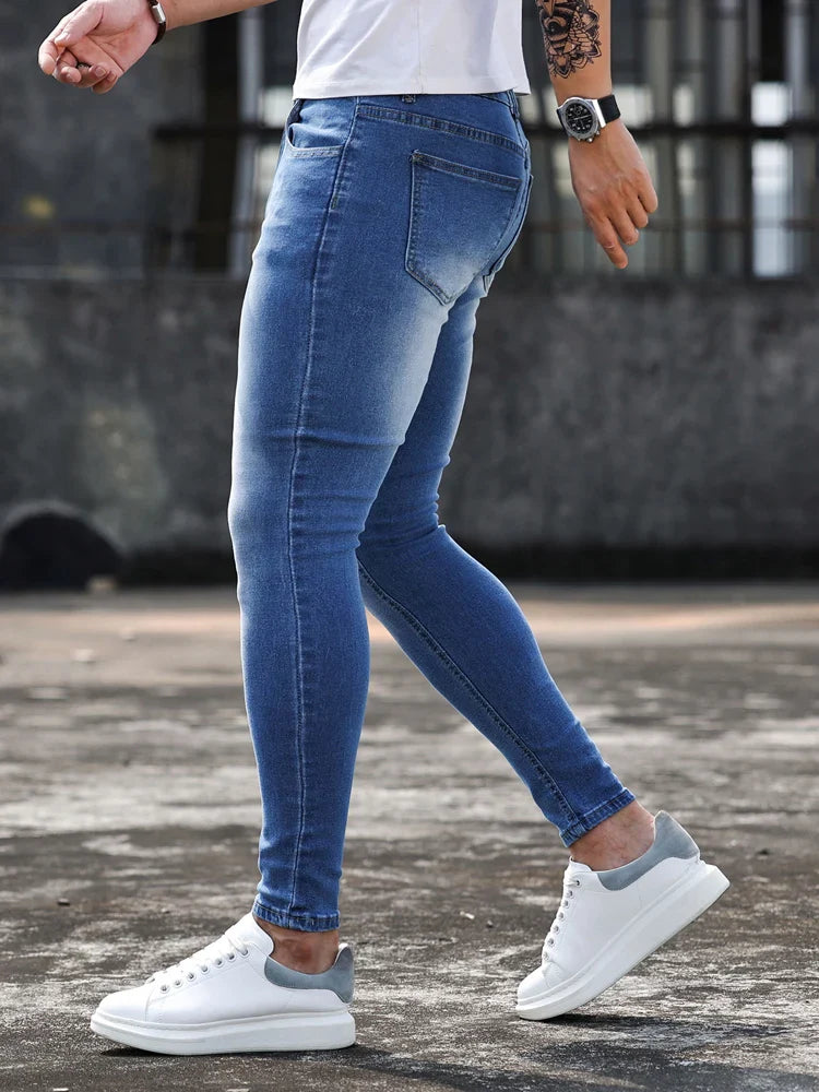 Y2k Pants Male Jeans Men Solid Color Multi Pockets Denim Pants
