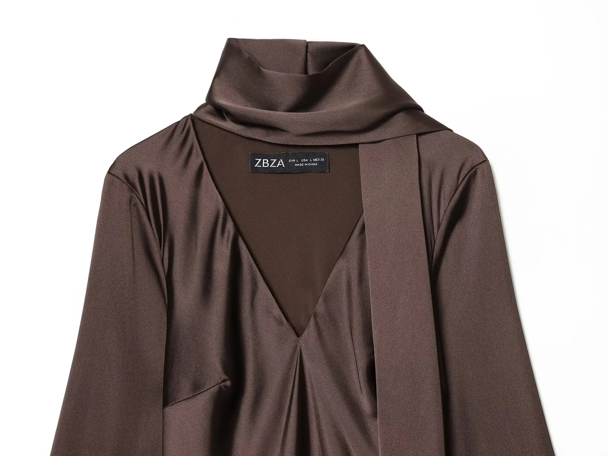 Women Fashion Satin Elegant Short Dress Summer Autumn New Long Sleeve Scarf V neck Mini Dress Female Elegant Party Dresses