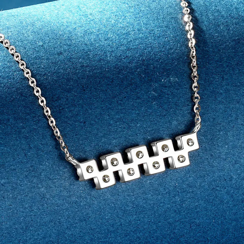 Certified 9 Stones Moissanite Pendant Necklace For Women Collar Plata 925 Sterling Silver Necklaces Exquisite Jewelry Gift