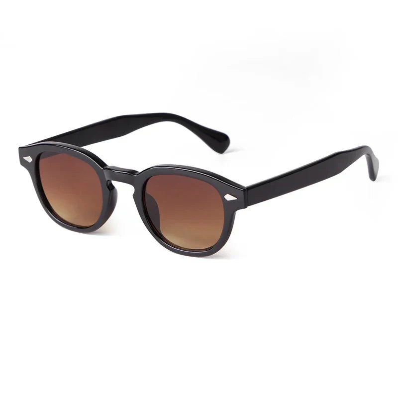 Vintage Tortoise Shell Round Sunglasses Women Men 2026 Brand Design Retro Rivet Yellow Blue Lens Square Sun Glasses Female Male
