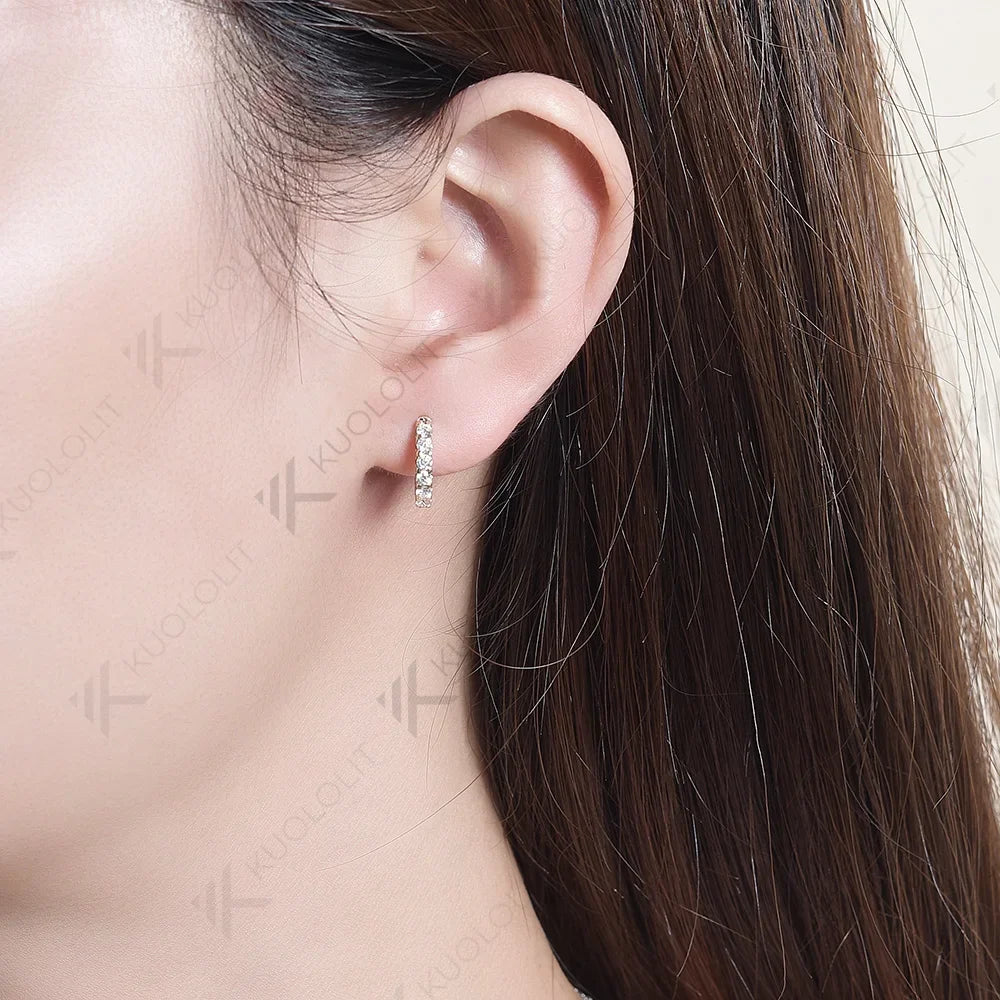 Moissanite Earrings for Women 18K 14K 10K Solid Gold White Gold 925 Silver Clip Hoop Square for Party Christmas Classic