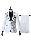 Elegant Appliqued Two-piece Men's Suit for Wedding Banquet Host Dance Prom Christmas Costume Men Blazer Chinese Style