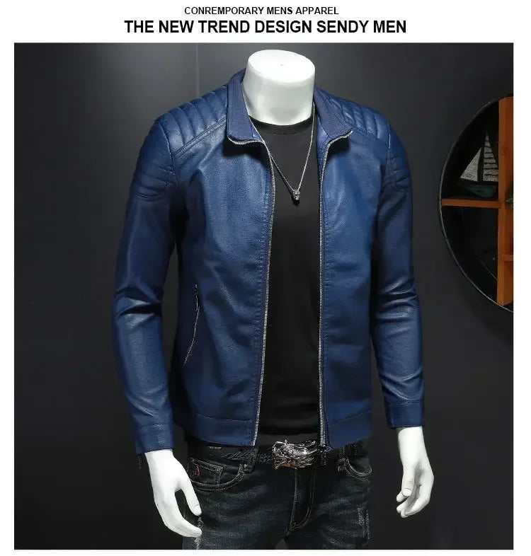 Men Leather Jacket Motorcycle Streetwear Baseball Outdoor Bomber Casual coat Men Autumn Motorcycle Windbreaker Male Outwear