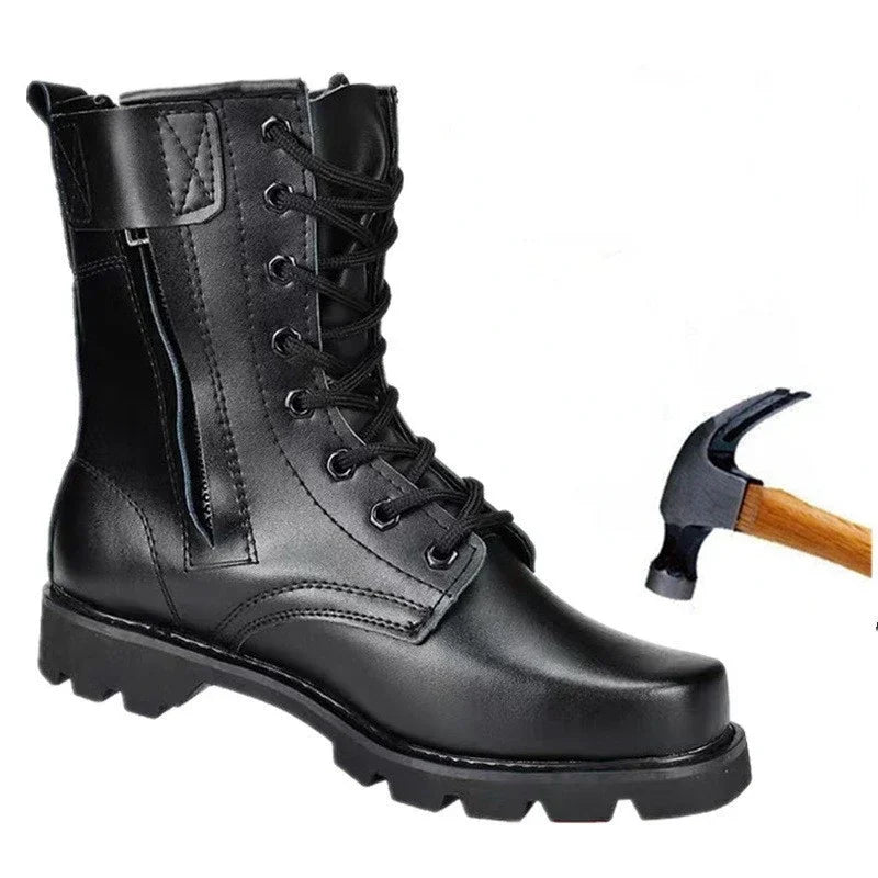 Work Safety Shoes for Men High Quality Platform Men Motorcycle Boots Outdoor Non-Slip Ankle Boots Fashion Leather Men Boots New