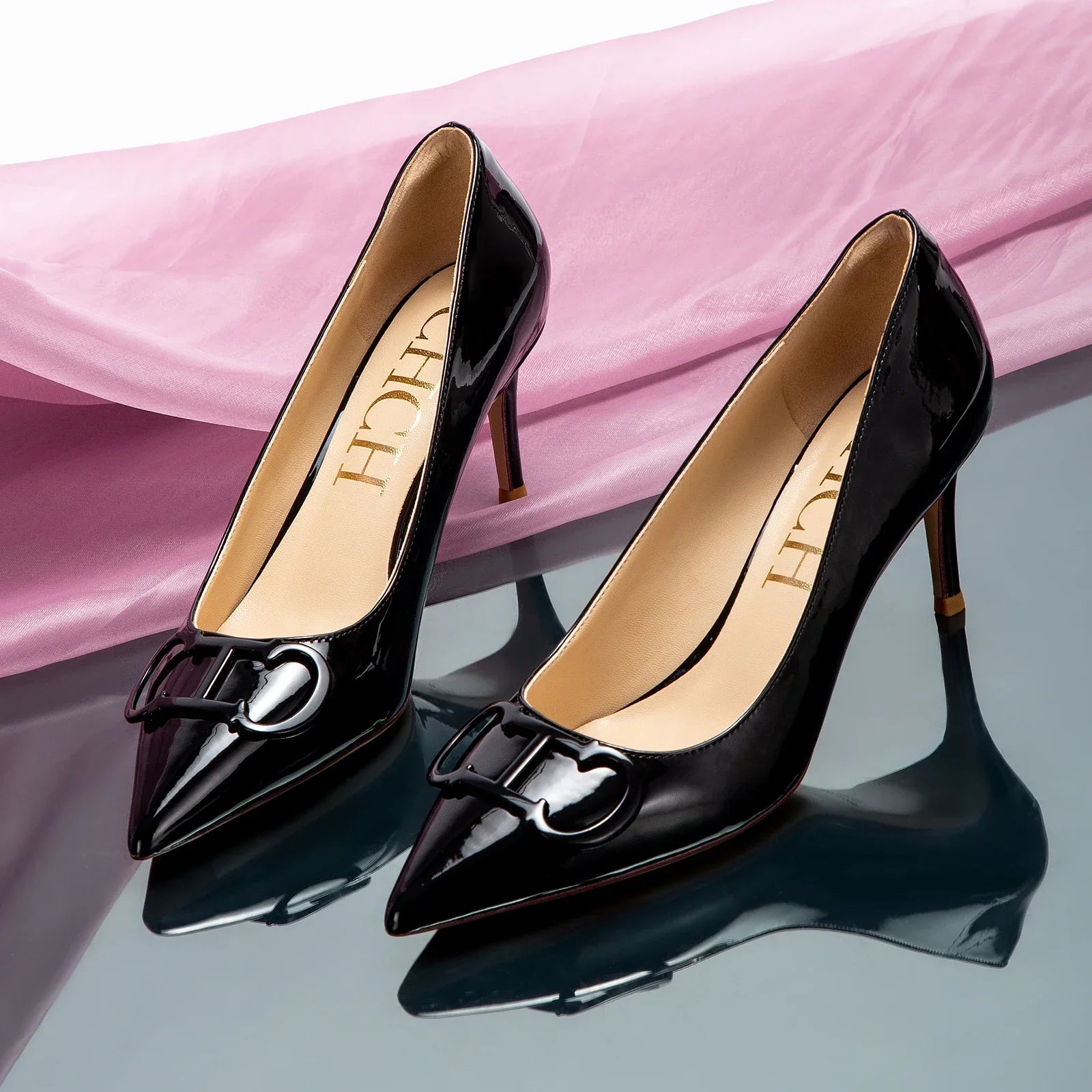 Women's High Heels New Lacquer Leather Women's Business Wedding Shoes 7cm