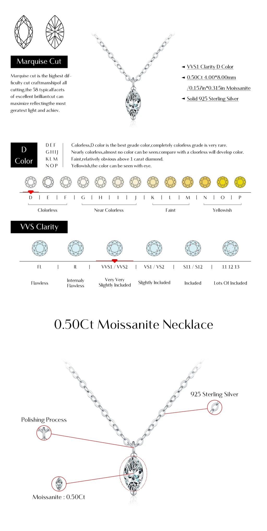 6 Styles D Color Geometric Moissanite Necklaces 925 Sterling Silver Dazzling Pendant Necklace For Women Fine Jewelry