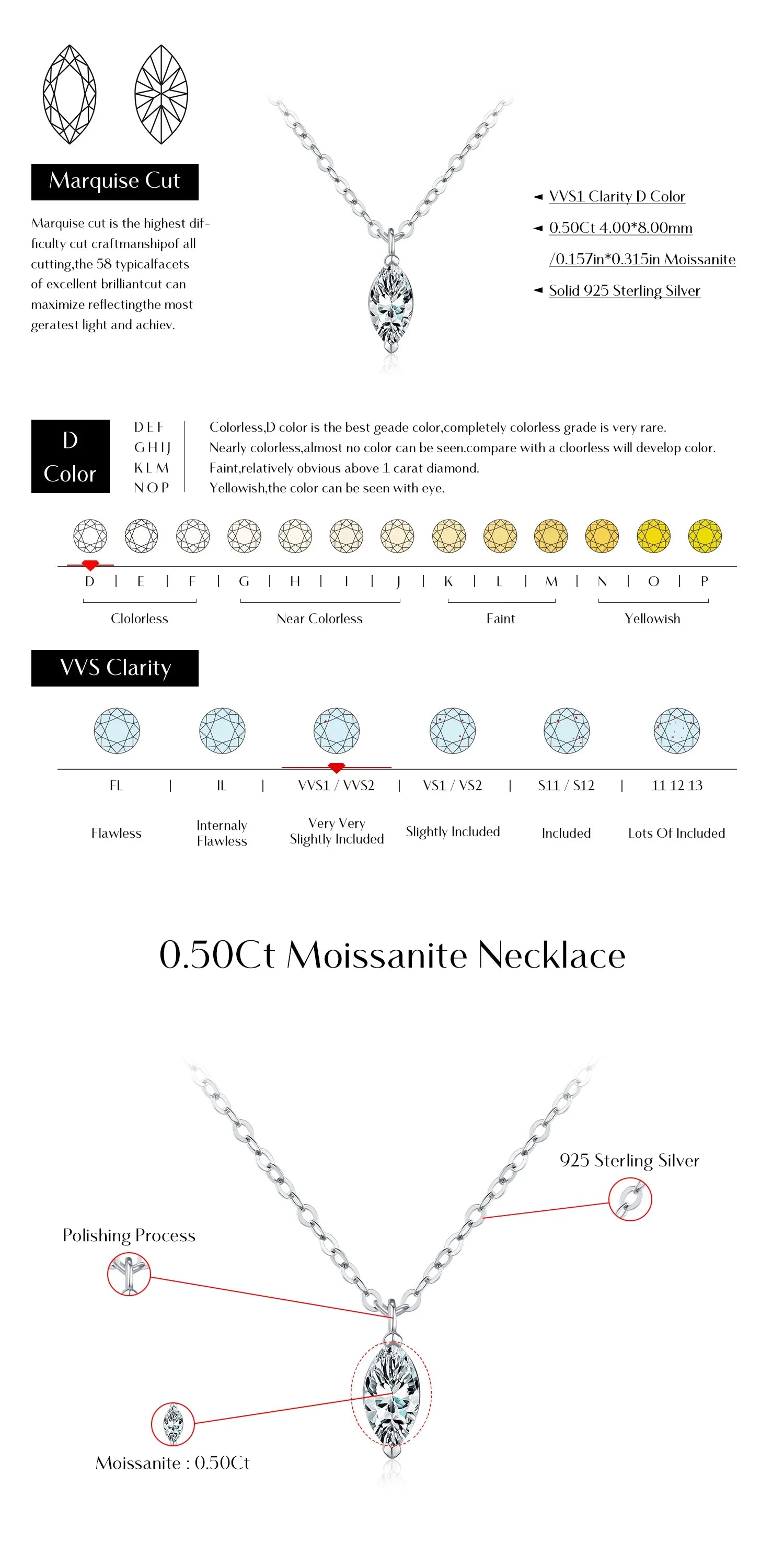 6 Styles D Color Geometric Moissanite Necklaces 925 Sterling Silver Dazzling Pendant Necklace For Women Fine Jewelry