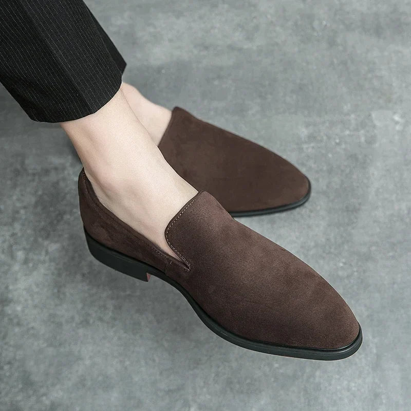 Men’s Suede Leather Dress Shoes – Brown, Black, White – Sizes 40–48 – Adult